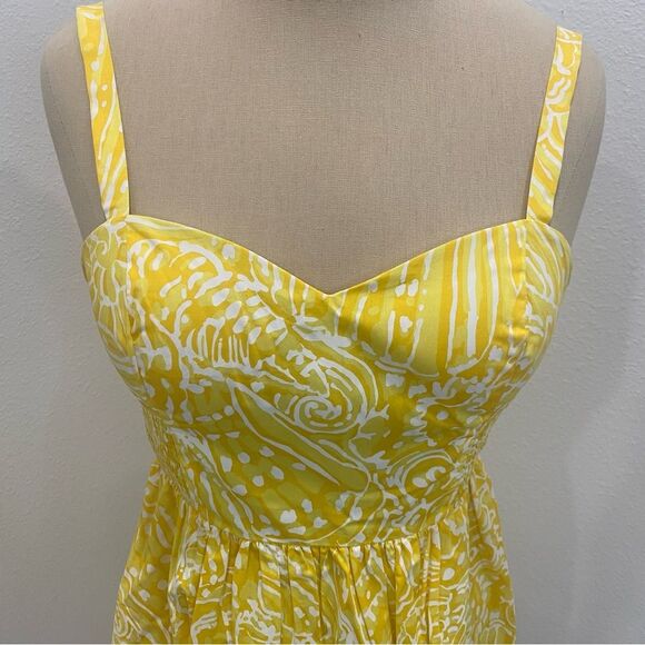 Lilly Pulitzer Christine Dress Yellow White Sunglow Fit &Flare Mini Women's Sz 0 - Picture 5 of 6